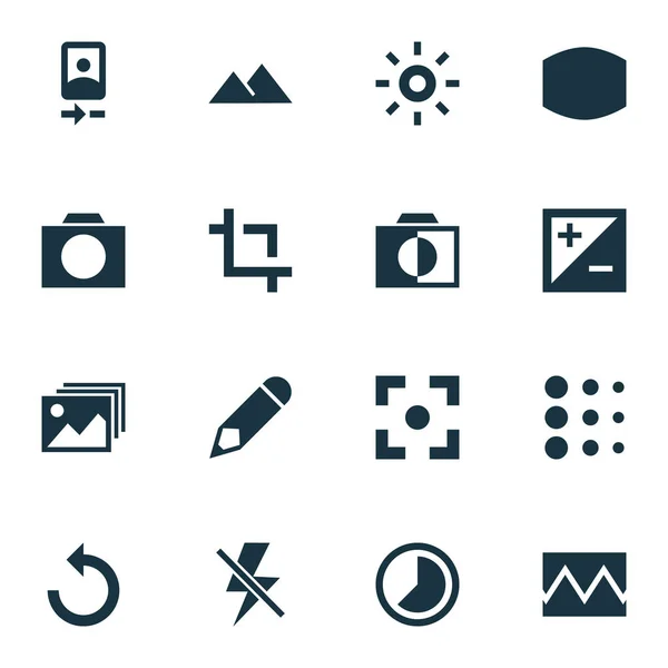 Picture icons set with edit, photographing, monochrome and other center focus elements. Isolated  illustration picture icons. — Stock Photo, Image