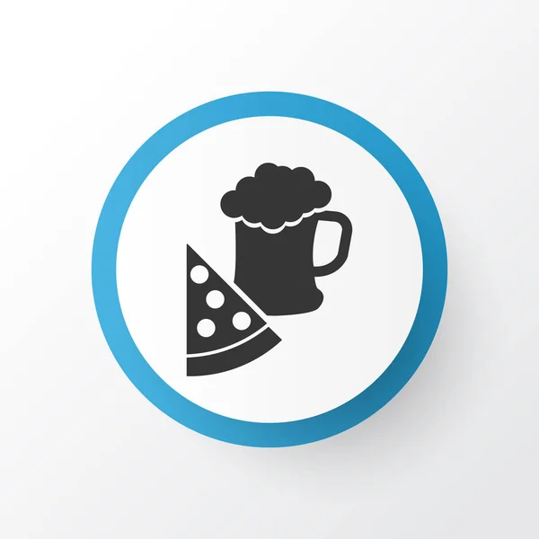 Pizza with beer icon symbol. Premium quality isolated nutrition element in trendy style. — Stock Vector