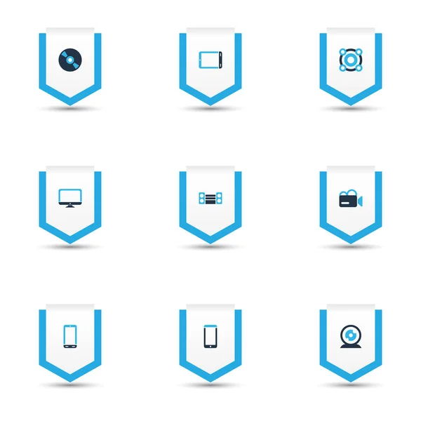 Device icons colored set with sound system, loudspeaker, palmtop and other speaker elements. Isolated  illustration device icons. — Stock Photo, Image