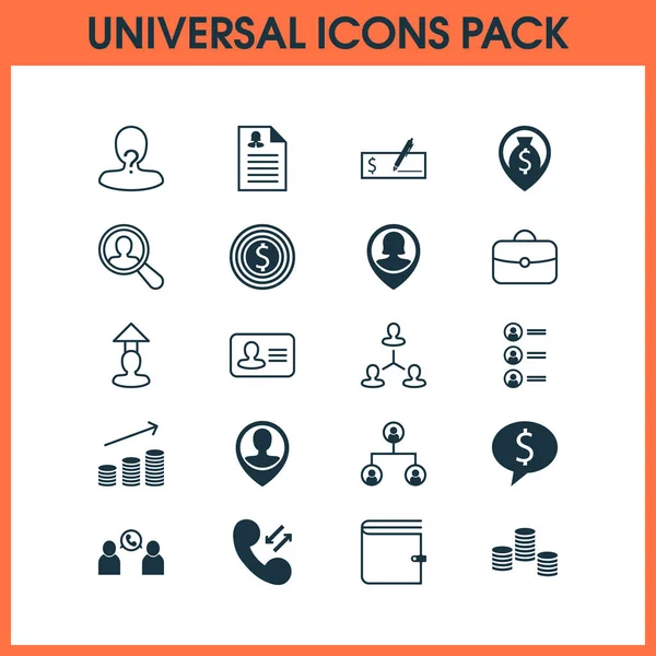 Management icons set with male pin, vacancy, catalogue of employees and other goal elements. Isolated  illustration management icons.