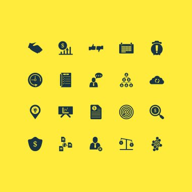 İş simgeleri tasklist, uyarı alarmı, ölçekler ve diğer Sil Kullanıcı öğeleri ile ayarlayın. İzole illüstrasyon iş simgeleri.