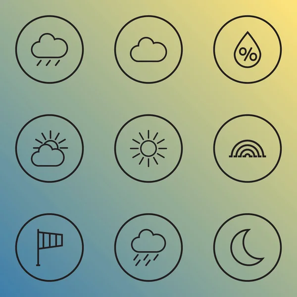 Climate icons line style set with flag, overcast, arc and other rain elements. Isolated  illustration climate icons. — Stock Photo, Image