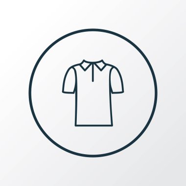 Polo gömlek simgesini satır sembolü. Sigorta primi izole kalite t-shirt moda stil öğesinde.