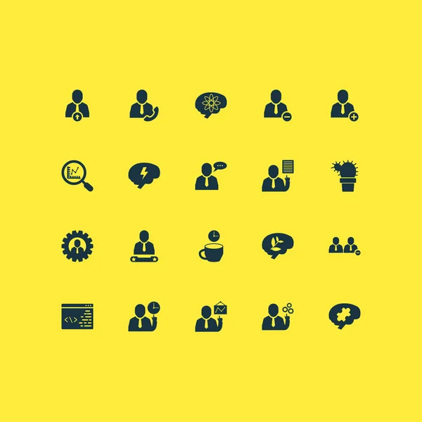 Teamwork icons set with brain work, coffee break, best idea and other dashboard elements. Isolated  illustration teamwork icons.