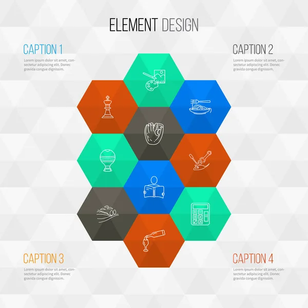 Levensstijl pictogrammen lijnstijl ingesteld met het maken van speelgoed, Schaken, fles wijn en andere catchers mitt elementen. Geïsoleerde illustratie levensstijl pictogrammen. — Stockfoto