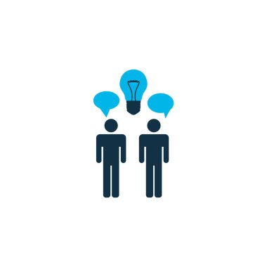 Fikir beyin fırtınası simgesi renkli sembol. Premium kalite izole tartışma öğesi trendy tarzı.