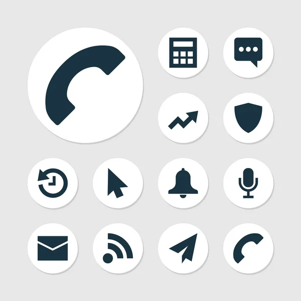 User icons set with audio, call, mail and other increase elements. Isolated  illustration user icons.