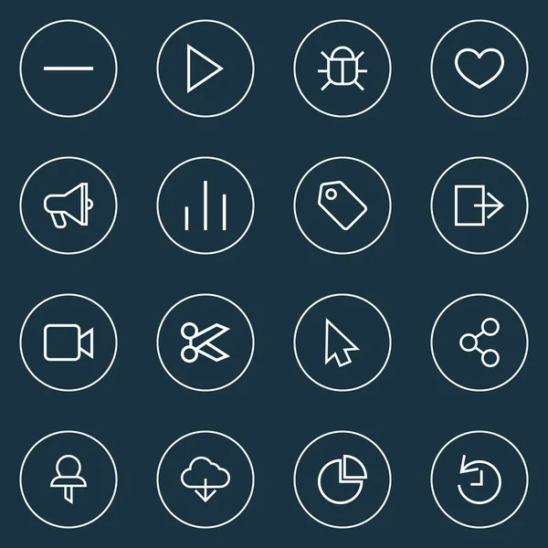 Interface icons line style set with scissors, minus, deadline and other chart elements. Isolated  illustration interface icons.