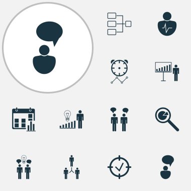 Yönetim simgeleri kişilik özellikleri, istatistik araştırma, bağlantı ağ ve diğer onaylanmış hedef öğeleri ile ayarlayın. İzole vektör çizim yönetim simgeleri.