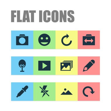 Görüntü simgeler doğa, Galeri, düzen ve diğer pipet öğeleri ile ayarlayın. İzole illüstrasyon görüntü simgeleri.