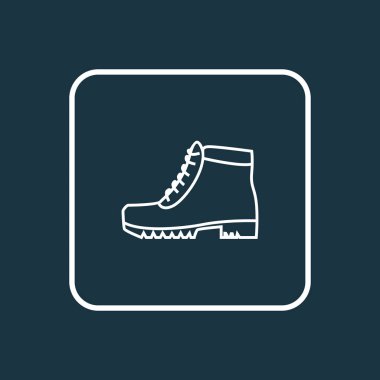 Kamp çizmeler simgesi satır sembolü. Son moda stil öğesinde Hiking izole üstün kaliteli ayakkabı.