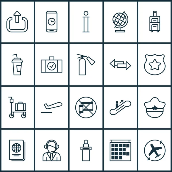 Traveling icons set with passport, escalator up, baggage and other crossroad elements. Isolated  illustration traveling icons. — Stock Photo, Image