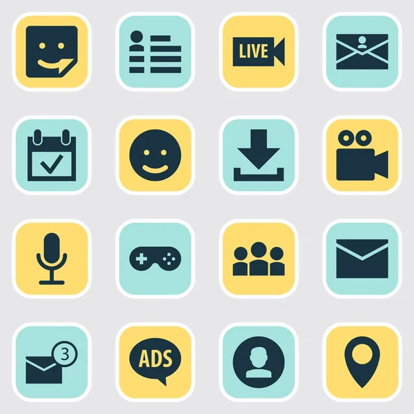 Conjunto de iconos de Internet con juego, perfil, anuncio y otros elementos de datos personales. Iconos de Internet de ilustración aislada . — Foto de Stock