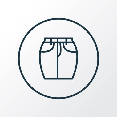 Kısa etek simgesi satır sembolü. Premium kalite izole giysi moda stil öğesinde.