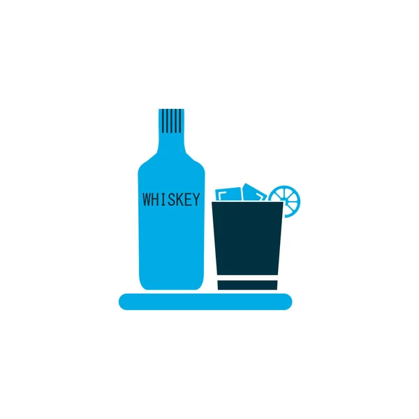 Icono de licor símbolo de color. Whisky aislado de primera calidad con elemento de hielo en estilo moderno . — Vector de stock