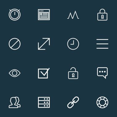 Kullanıcı simgeleri stil açık, lifebuoy, onay ve diğer liste öğeleri kümesi satır. İzole illüstrasyon Kullanıcı simgeleri.