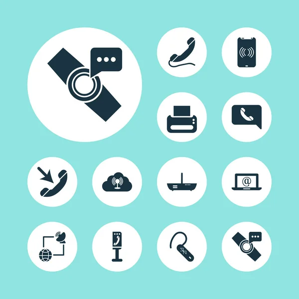 Connection icons set with cloud access point, incoming call, printer and other print machine elements. Isolated  illustration connection icons. — Stock Photo, Image