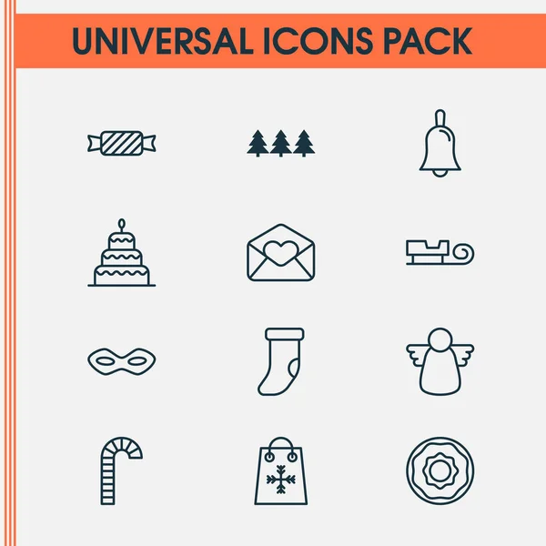 Happy icons set with donuts, love letter, candy sled elements. Isolated  illustration happy icons.