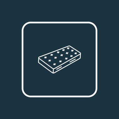 Yatak simgesi satır sembolü. Premium kalite izole yatak öğe trendy tarzı.