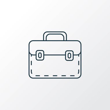 Evrak çantası simgesi çizgi sembolü. Moda tarzında birinci kalite izole çanta ögesi.