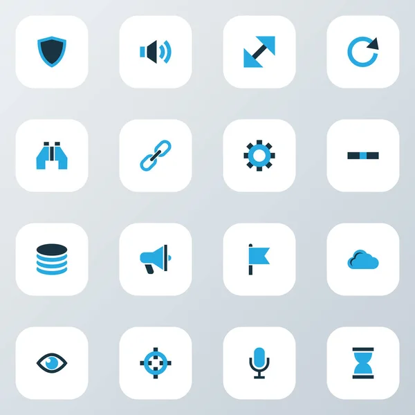Пользовательские иконки цветной набор с защитой, глаз, флага и других элементов хранения. Изолированные векторные иконки пользователей . — стоковый вектор
