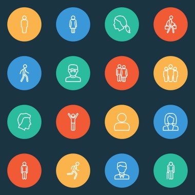 İnsanlar simgeler çizgi stili ile müşteri, kadın, insan ve diğer kadın öğeleri ayarlayın. İzole illüstrasyon insanlar simgeler.