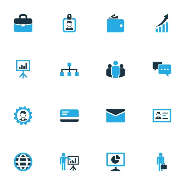 Цветной набор бизнес-иконок с конвертом, биллфолдом, доступом и другими элементами доски. Изолированные иллюстрации . — стоковое фото
