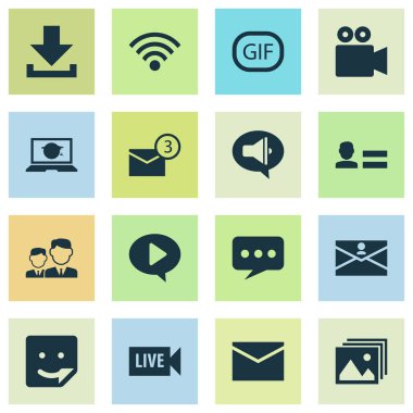 Medya Icons download, kişisel veri, fotoğraf ve diğer akış öğeleri ile ayarlayın. İzole vektör çizim medya simgeler.