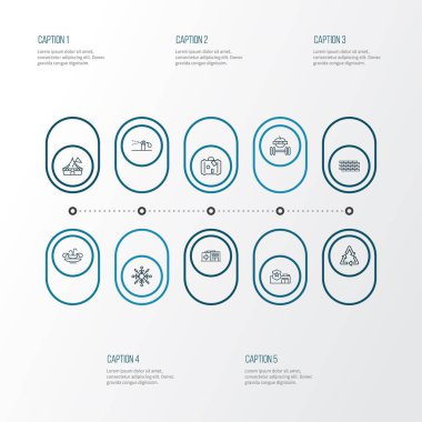 City icons line style set with travel bag, hospital, fountain and other clinic elements. Isolated vector illustration city icons.
