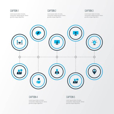 Renkli simgeler kümesi en iyi işçi, fikir, takım eğlence ve diğer ampul öğeleri çalışma. İzole vektör illüstrasyon iş simgeleri.