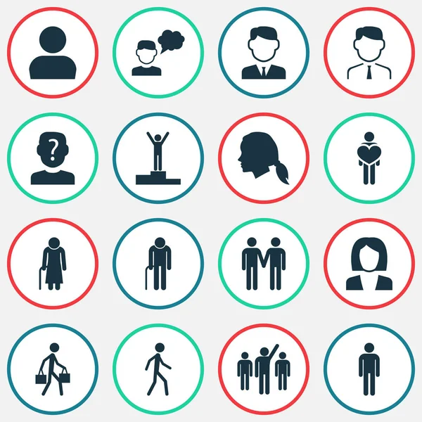 People icons set with employee, leader, job woman and other feeling elements. Isolated  illustration people icons.