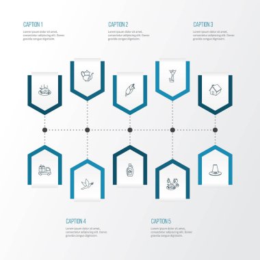 Kutlama simgeler stil Mısır, Çaydanlık, Şükran günü şapka ve Mısır diğer öğeleri kümesi satır. İzole vektör illüstrasyon kutlama simgeler.