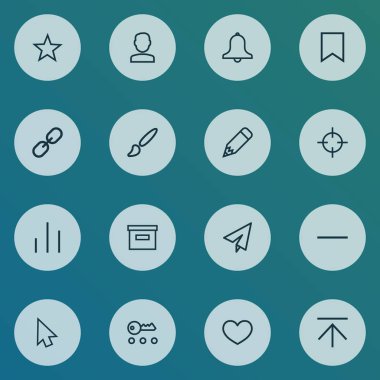 Kullanıcı simgeleri stil sevgi, anahtar, origami ve diğer kullanıcı öğeleri kümesi satır. İzole vektör çizim Kullanıcı simgeleri.