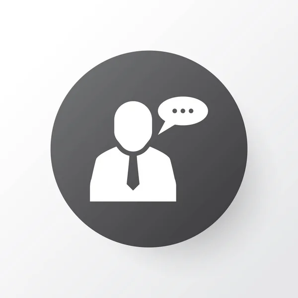 Employee speech icon symbol. Premium quality isolated talking worker element in trendy style.