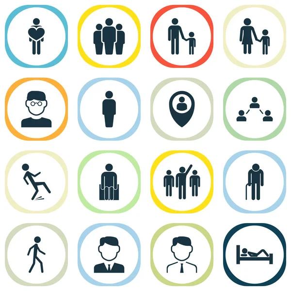 Person icons set with mother with child, social relations, user and other jogging elements. Isolated  illustration person icons.