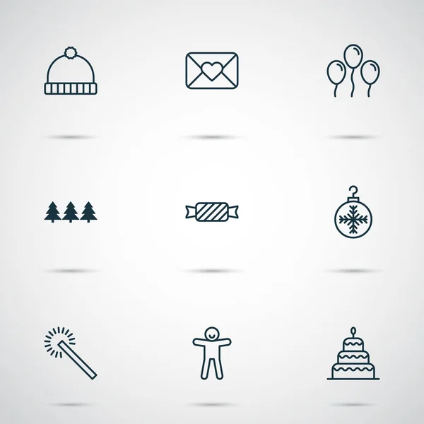 New icons set with christmas cake, candy, ginger cookie dessert  elements. Isolated  illustration new icons.