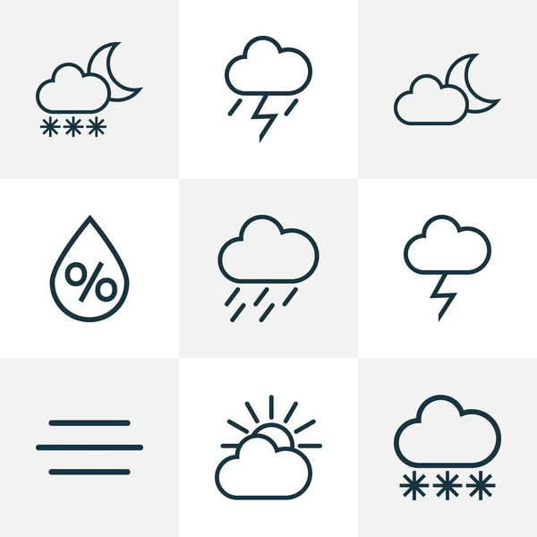 Air icons line style set with rainstorm, breeze, moonshine and other wind elements. Isolated  illustration air icons. — Stock Photo, Image