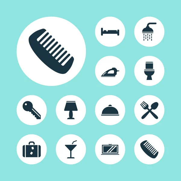 Tourism icons set with case, bed, iron and other wc elements. Isolated  illustration tourism icons. — Stock Photo, Image