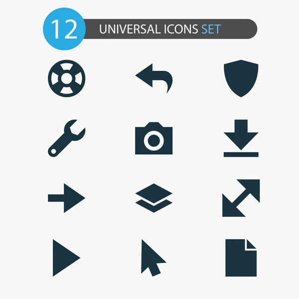 Ícones de usuário configurados com proteger, jogar, câmera e outros elementos de retorno. Ícones de usuário de ilustração isolados . — Fotografia de Stock