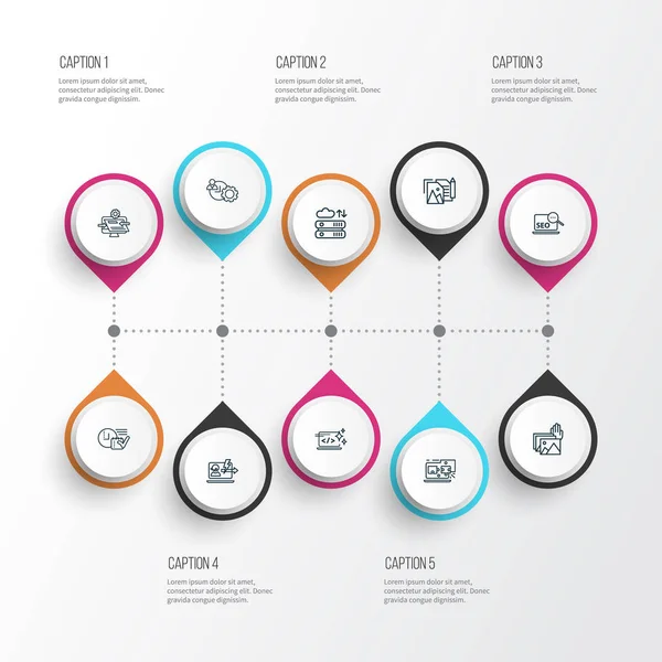 Search icons line style set with time planning, website optimization, search optimization and other gallery elements. Isolated  illustration search icons. — Stock Photo, Image