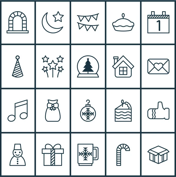 Happy icons set with mug, close envelope, present and other residential elements. Isolated  illustration happy icons.
