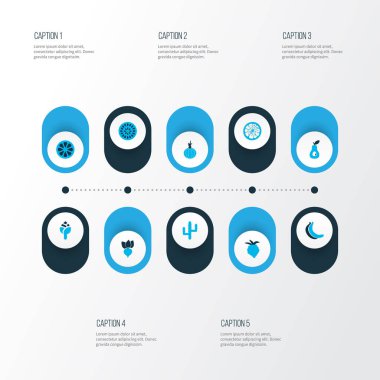 Sebze simgeler kümesi Guakamole, şalgam, tutku meyve ve diğer sarımsak öğeleri ile renkli. İzole vektör çizim sebze simgeler.