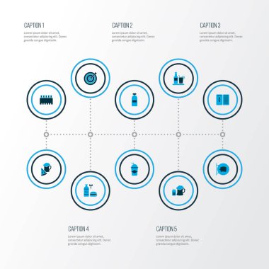 Alkol simgeler ale işareti, içecek menüsü, burger ile şarap ve kokteyl diğer öğeleri kümesi renkte. İzole resimde alkol simgeler.