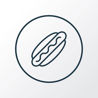 Sosisli sandviç çizgisi sembolü. Kaliteli kalite fast food elementini modada izole etti.