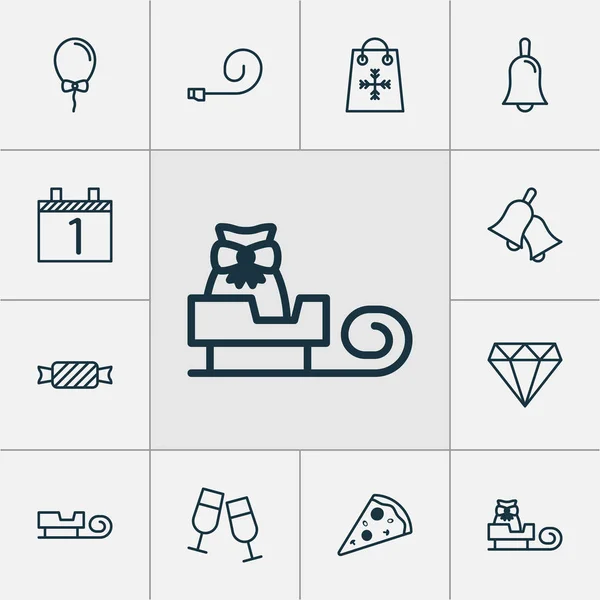 Happy icons set with clink glasses, birthday, holiday shopping and other sleigh  elements. Isolated  illustration happy icons.