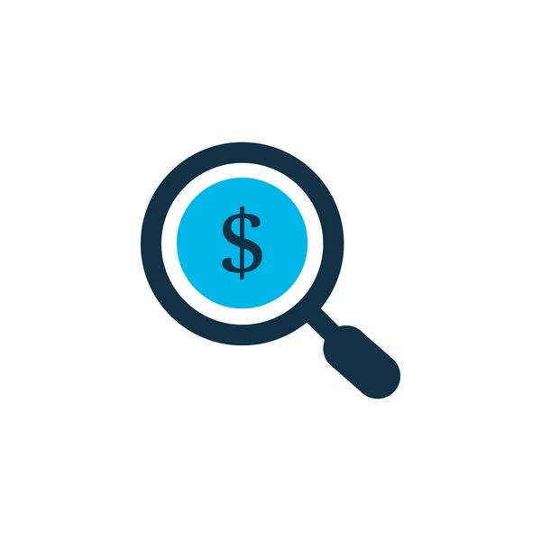 Zoek geld pictogram gekleurd symbool. Premium kwaliteit geïsoleerd vergrotende element in trendy stijl. — Stockfoto