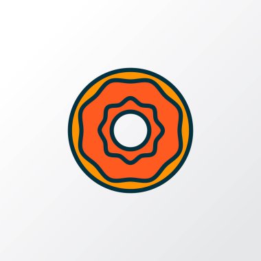 Donut simgesi renkli çizgi sembolü. Moda tarzında birinci kalite izole donut ögesi.