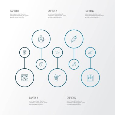 Kutlama simgeler stil elma, melek, kuyu ve diğer ışıltı öğeleri kümesi satır. İzole illüstrasyon kutlama simgeler.