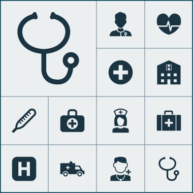 Doktor, durum, sağlık görevlisi ve diğer Merkür öğeleri ile antibiyotik Icons set. İzole illüstrasyon antibiyotik simgeler.
