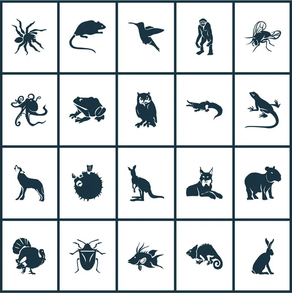 Fauna icons set with turkey, wolf, capybara and other joey elements. Isolated  illustration fauna icons. — Stock Photo, Image